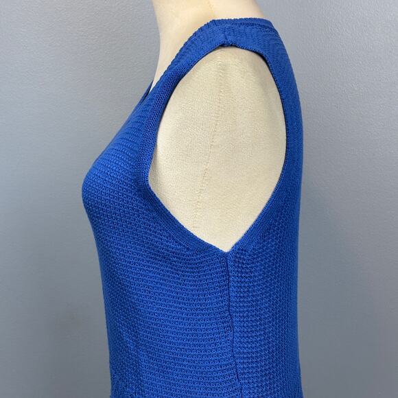 Vimpunec Crochet Knit Royal Blue Tank Top Ruffle Edge Dainty Feminine Med. Cute - Picture 3 of 7